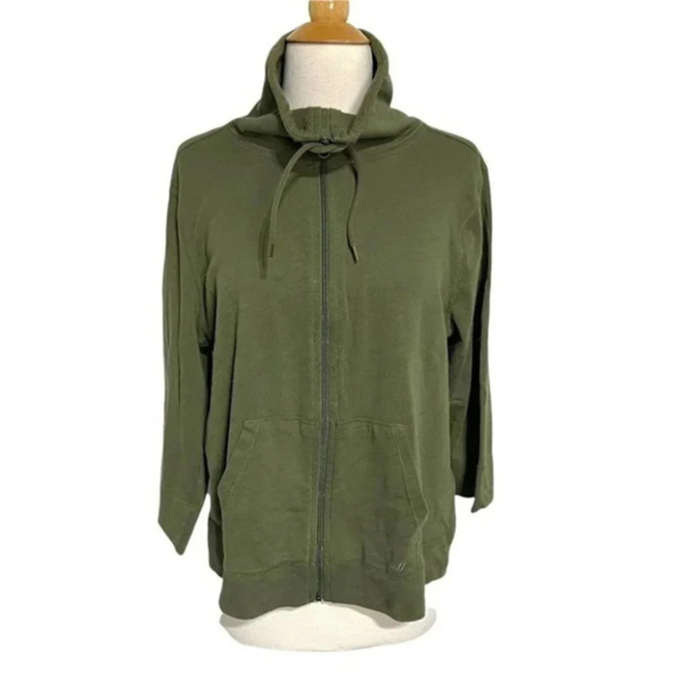 Joe Fresh XL green 3/4 sleeve full zip sweat jacket